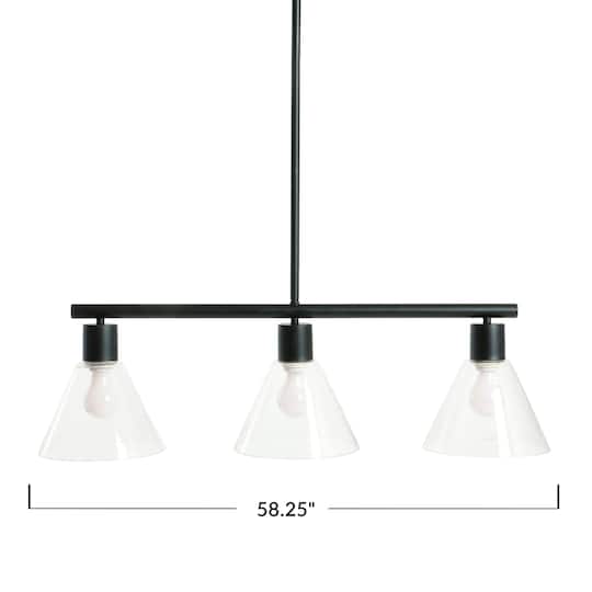 Hello Honey® 58.5" Modern Black Metal & Clear Glass Chandelier